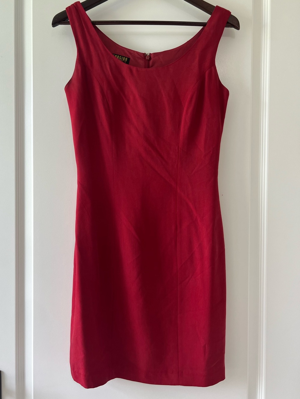 Vintage 90s Georgiou Studio Red 100% Silk Tank Sheath Womens Dress 4 Minimalist